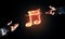 Music concept presented by fire burning icon and creation gesture