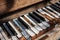 Music concept - vintage piano keyboard closeup - piano keys