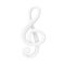 Music Concept. White Treble Clef Sign in Clay Style. 3d Rendering