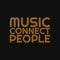 Music connect people. Inspiring quote, creative typography art with black gold background