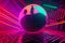 music cover retro neon lighting sci fi ball with human generative ai