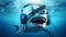 Music dj shark with sunglasses and headphones. generative ai