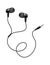 Music earphones. Realistic black audio headphone, electronic personal small portable sound earbud, musical accessory