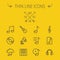 Music and entertainment thin line icon set