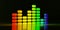 Music equalizer rainbow 3d illustration render music signal frequency loudness volume concept