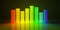 Music equalizer rainbow 3d illustration render music signal frequency loudness volume concept