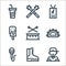 music festival line icons. linear set. quality vector line set such as dj, boots, microphone, tambourine, drum, ice cream, staff,