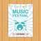 Music festival poster or flyer. Poster with musical instruments, drumms.
