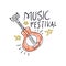 Music festival vector illustration, guitar art and lettering text