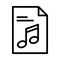 The music file icon is a piece of paper with a song notation on it