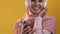 music gadget playlist joy song woman headset phone