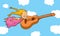 Music girl flying on a guitar