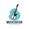 Music Guitar Vector Logo Template. Music Store Emblem in colorful gradient style. Branding identity for musical business