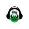 music head with green frog faceicon logo