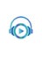 Music headphone icon. Vector isolated light blue gradient headphone sign.