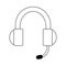 Music headphones symbol cartoon in black and white