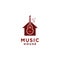 Music House Logo design with guitar symbol and tone