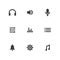 Music icon set. Vector icon. Sound symbol. Audio sign. Interface button