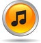 Music icon web button orange