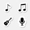Music icons, Note, Microphone, Guitar