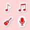 Music icons, Note, Microphone, Guitar