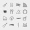Music instrument icons outline vector illustration