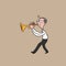 Music instrument man blowing trumpet