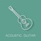 Music instrument retro line icon. Acoustic guitar shape. Classic musical object. Vector decorative design background