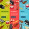 Music Instruments Banner Set Set Isometric View. Vector