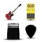 Music instruments icon, guitar, amplifier, pick and effect pedal