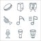 music instruments line icons. linear set. quality vector line set such as snare drum, djembe, microphone, music notes, music notes