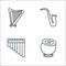 Music instruments line icons. linear set. quality vector line set such as tabla, pan flute, saxophone