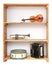 Music instruments in shelf