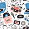 Music items doodle seamless pattern