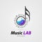 Music laboratory symbol. Creative icon with notes. Vector