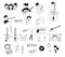 Music lessons students different musical instruments set of doodles