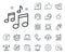 Music line icon. Musical note sign. Place location, technology and smart speaker. Vector