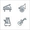 Music line icons. linear set. quality vector line set such as electric guitar, metronome, french horn