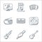 music line icons. linear set. quality vector line set such as guitar, jack connector, guitar, multimedia controls, piano, radio,