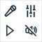 Music line icons. linear set. quality vector line set such as no sound, play, tune