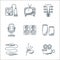 music line icons. linear set. quality vector line set such as video camera, bagpipes, jack cable, conga, woofer, microphone,