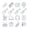 Music line vector icons set