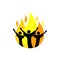 Music logo. Christian symbols. Believers worship Jesus Christ, sing with the fire of the Holy Spirit.