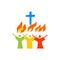 Music logo. Christian symbols. Believers worship Jesus Christ, sing with the fire of the Holy Spirit.