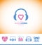 Music logo headphones love heart