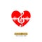 Music logo. Musical heart with treble clef