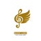 Music logo. Winged treble clef