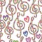 Music love many color watercolor seamless pattern