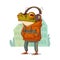 Music lover frog. Vector illustration. Calm trendy dressed anthropomorphic frog