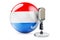 Music of Luxembourg concept. Retro microphone with Luxembourgish flag. 3D rendering